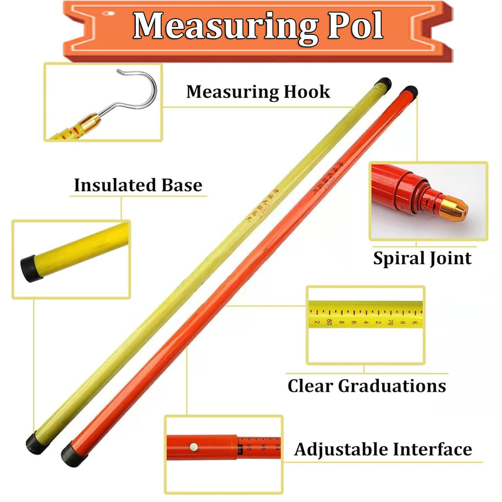 Retractable High-Voltage Height Measuring Pole,Lineman Epoxy Resin Telescoping Height Measuring Stick, 20ft 30ft 40ft 50ft 60ft Electrical Safety Tool Yellow 15m/49.2ft