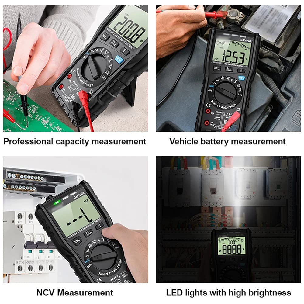 DM100A Digital Multimeter Universal Meter 10000 Count AC/DC Voltage Current Resistance Capacitance Measurement Tool