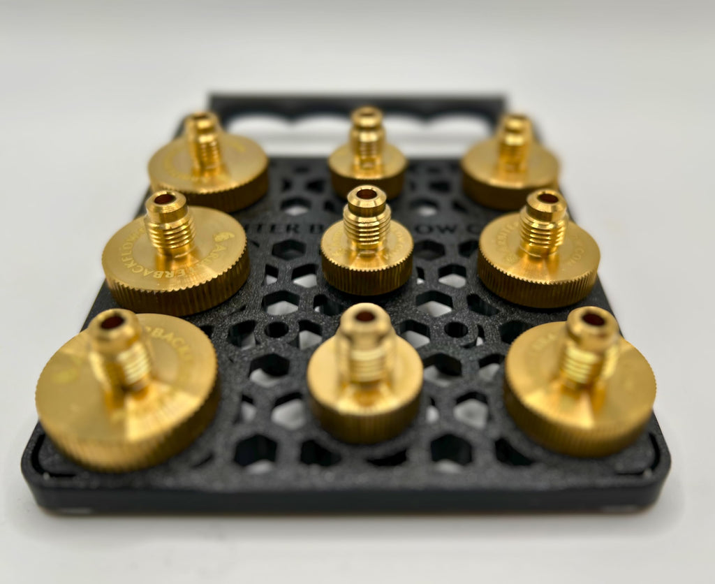 Arbiter Backflow Quick Connect Test Fittings (Brass, Complete Set of 9 Fittings in a Holder)