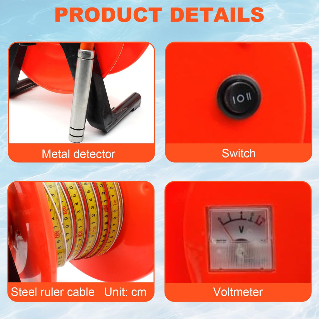 Well Water Level Gauge, Fixed Probe with Steel Tape, Accurate Liquid Level Measurement Tool for Industrial Use, 20 Meters