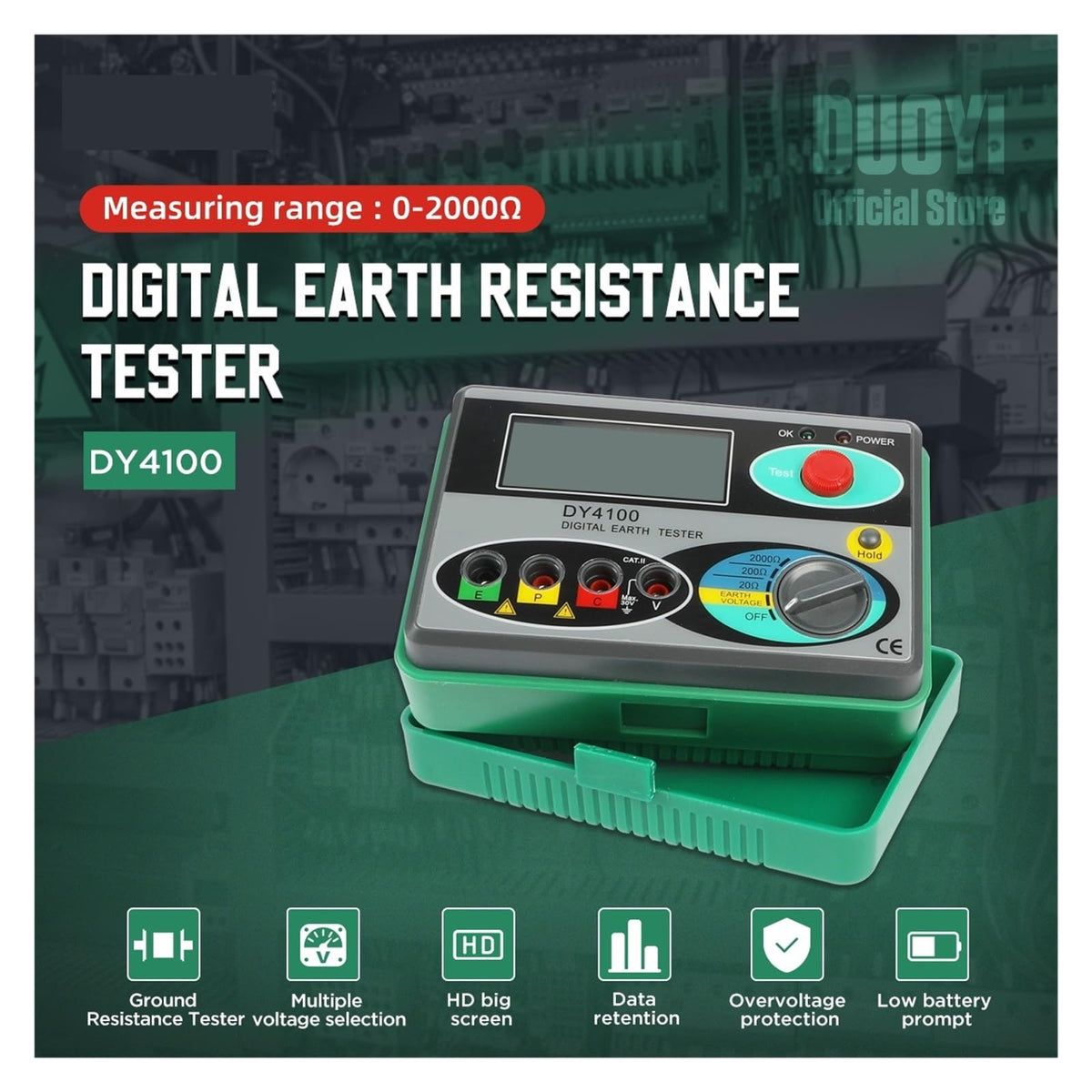 Resistance Tester, DY4100 Digital Meg-ohmmeter Meters Earth Resistance Tester Cable High Voltage Meter Ground Insulation