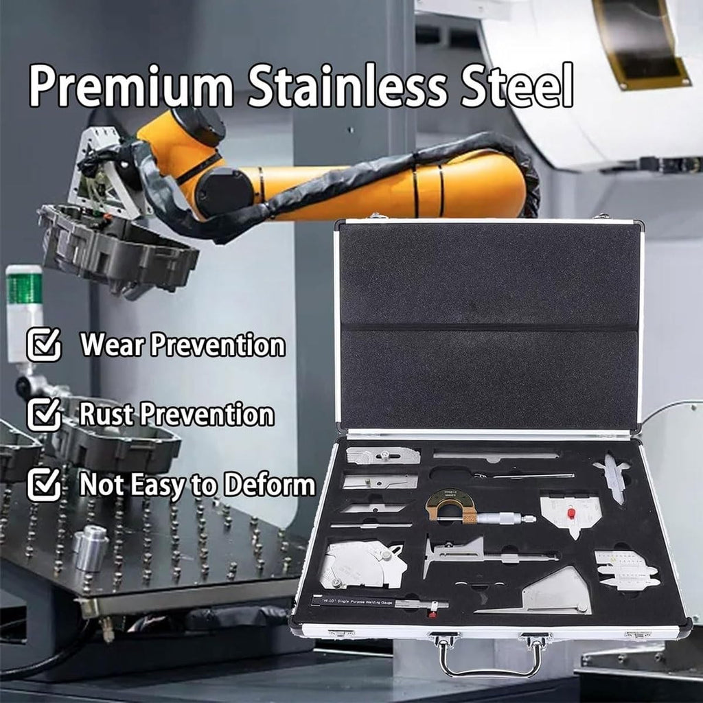 Welding Gauge Inspection Kit, 13-Piece Accurate Industrial Weld Measurements Equipment,Fillet Weld Gauge and 0-150mm Ruler