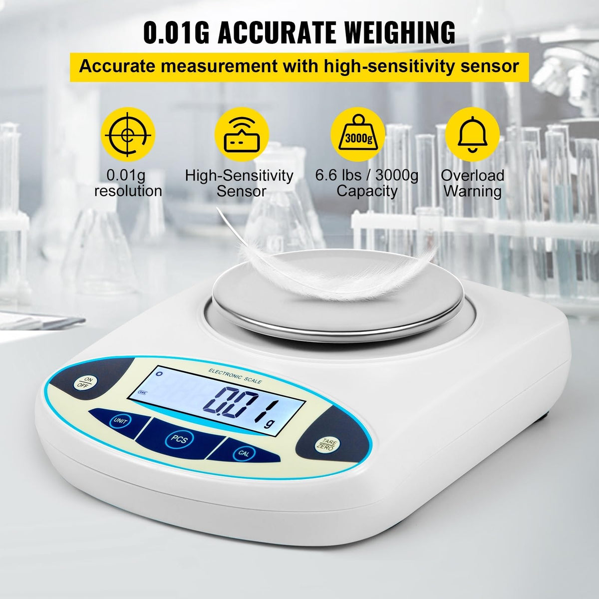 13 Units Conversion Lab Analytical Balance Digital High Precision Scale 3000g x 0.01g / 500g x 0.01g High Precision For Beginners DIY(3000g)