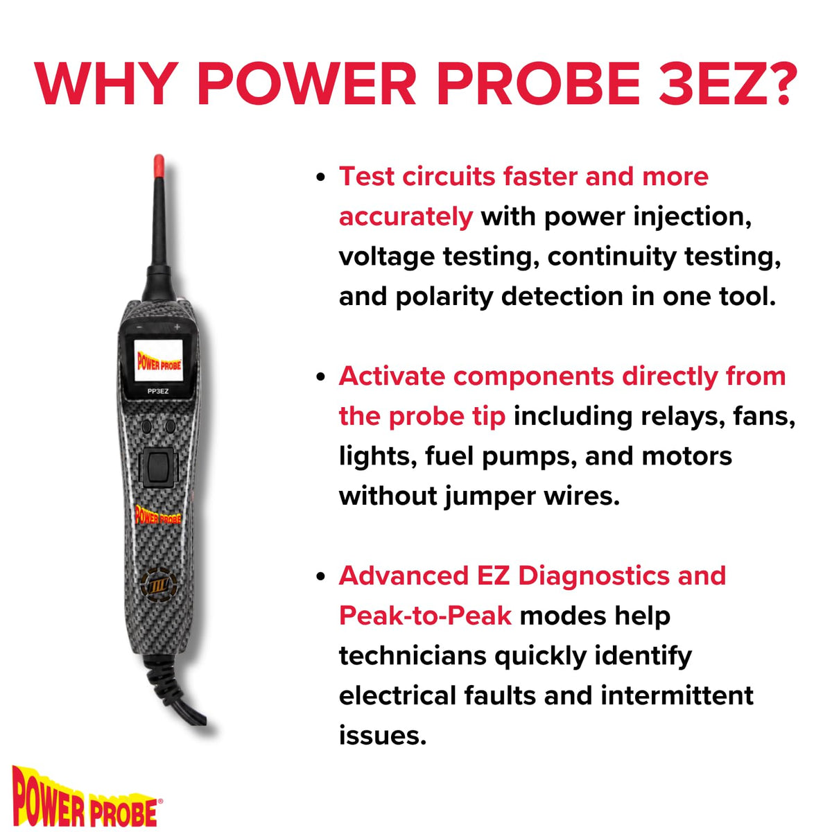 Power Probe 3EZ Circuit Tester with Diagnostic Mode (PP3EZCARBCS)