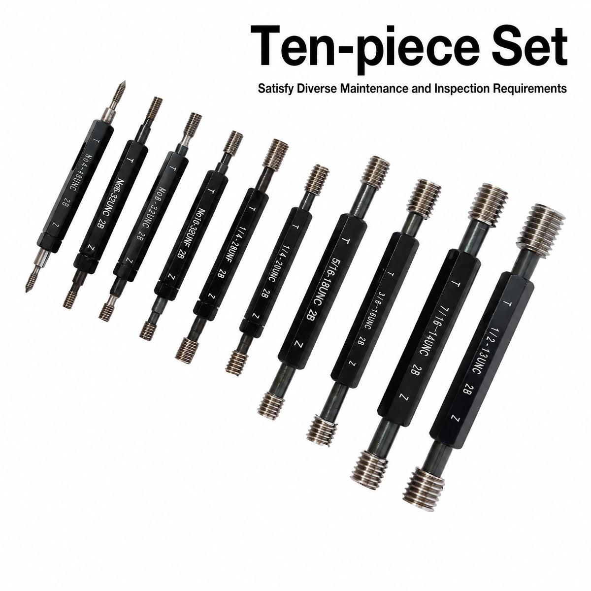 10pcs Thread Plug Gauge Set American Standard 2B-Black