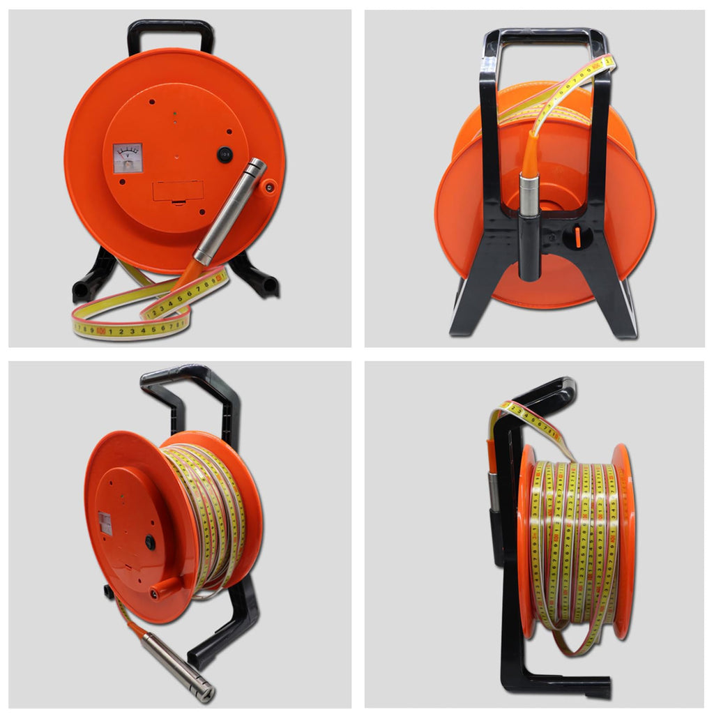 Water Level Meter, Stainless Steel Probe, 10-300m Cable Reel, Groundwater/Well Depth Detector, Accurate Liquid Level Measuring Tool(50m)