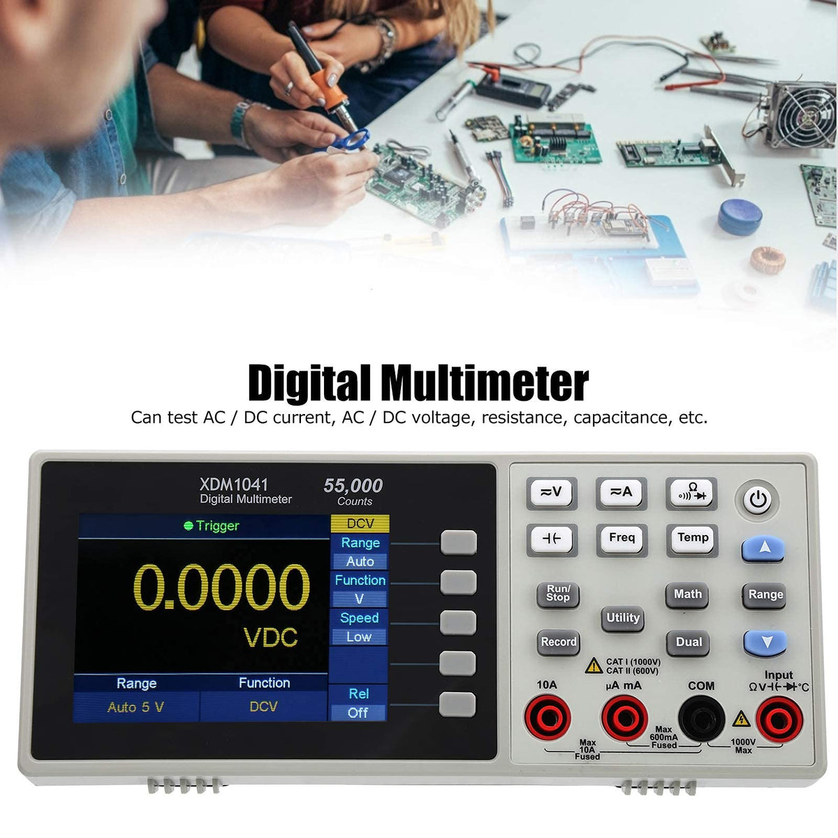 XDM1041 3.7in Digital Desktop Multimeter + HT208D Digital Clamp Meter