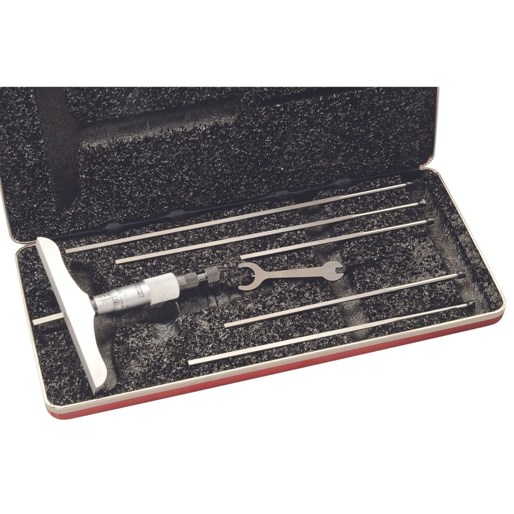 Starrett Micrometer Depth Gage with Half Base, 0-3" Range