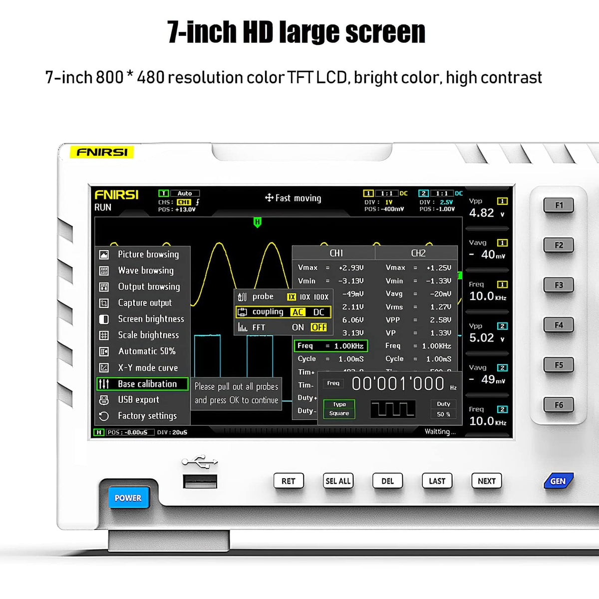 FNIRSI 1014D 100MHz Digital Oscilloscope, 2 Channel Oscilloscope 2-in-1