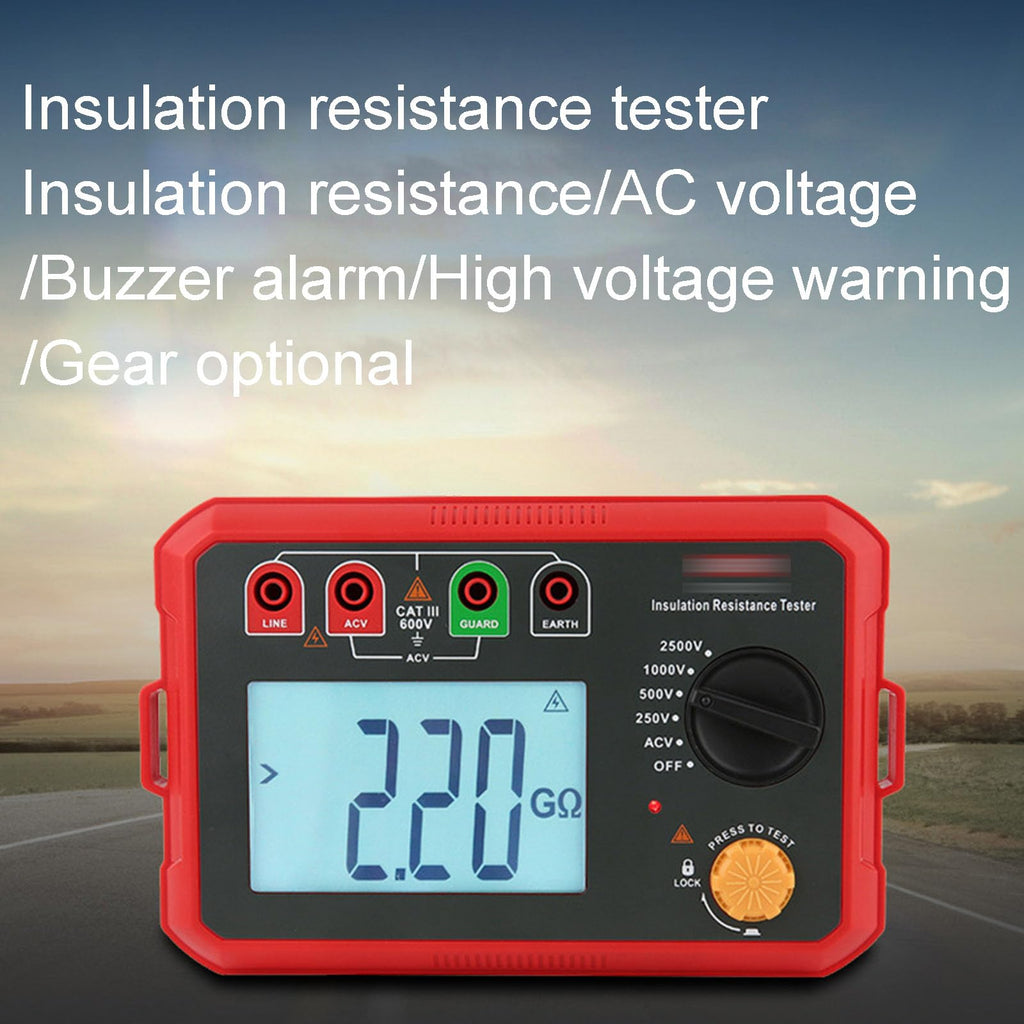 High Precision Insulation Resistance Tester, 500V to 2500V Voltage Measurement, Backlit Display, Auto Power-Off, Ideal for Electrical Equipment Testing