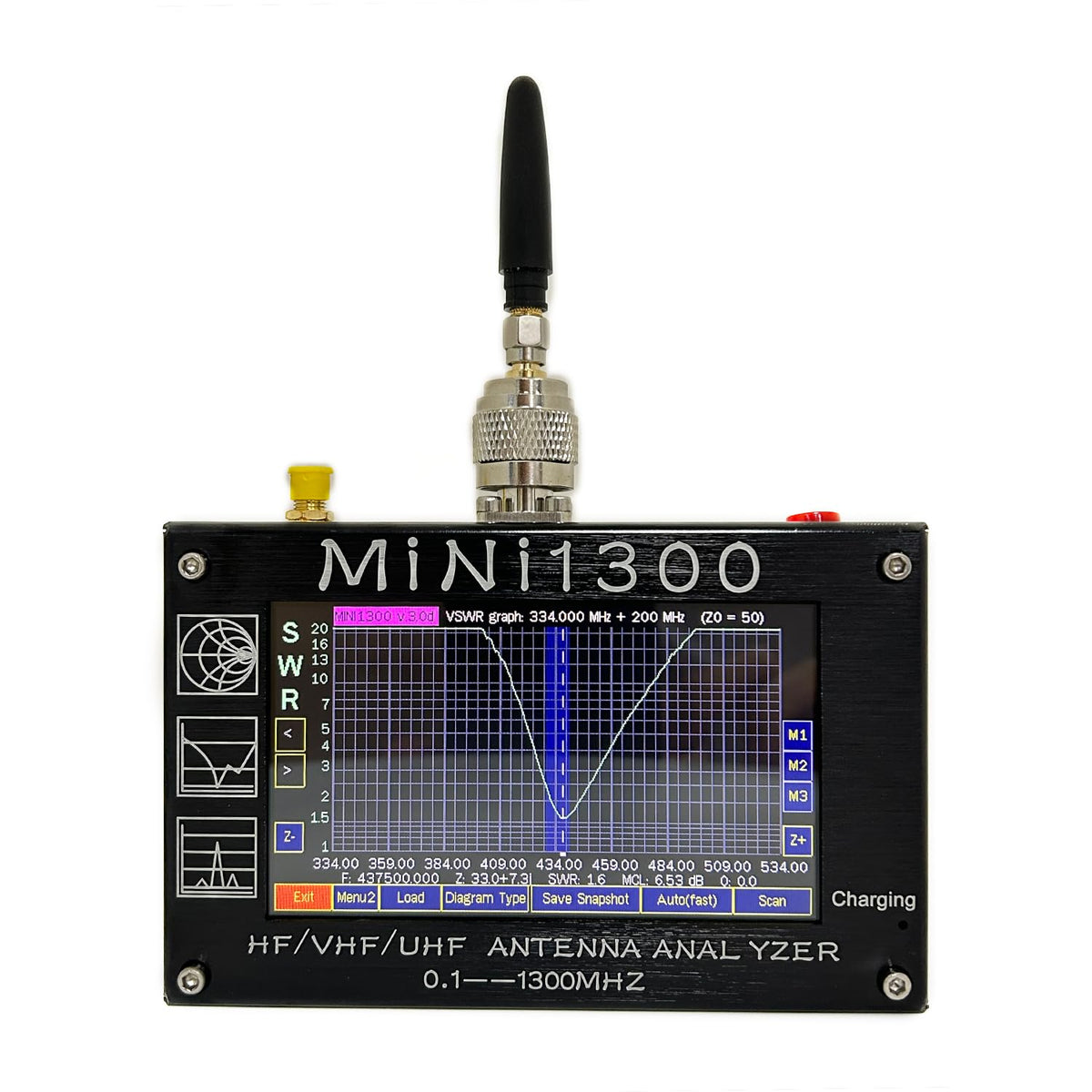 2024 Upgraded Mini1300 Antenna Analyzer 0.1-1300MHz with 4.3 Inch TFT LCD Touch Screen,Portable Vector Network Analyzer with SMA Calibration Kits,HF/VHF/UHF All Bands