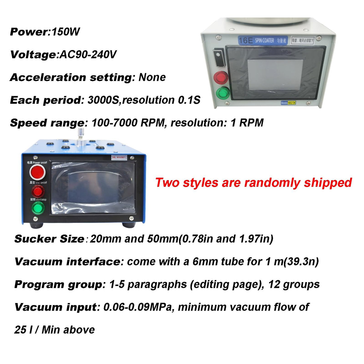 INTBUYING Laboratory Super Spin Coater 16EZ-7K Spin Processor Glue Coating Machine Sucker Size 0.79in and 1.97in AC90-240V 150W