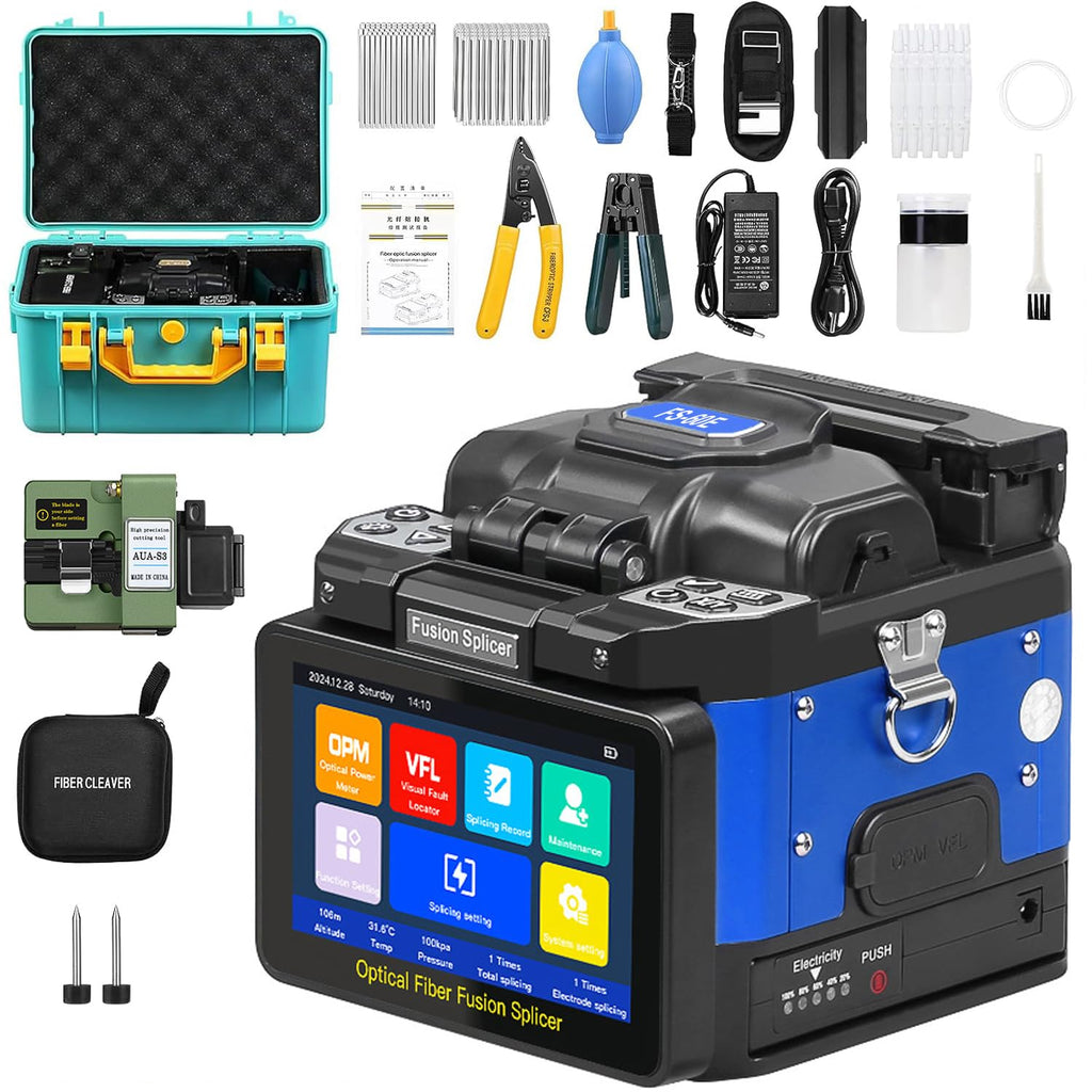 Fusion Splicer AUA-70F Toolbox Kit with Auto Focus & 6 Motor Core Alignment Fiber Fusion Splicer 8S Automatic FTTH Fiber Optical Welding Splicing