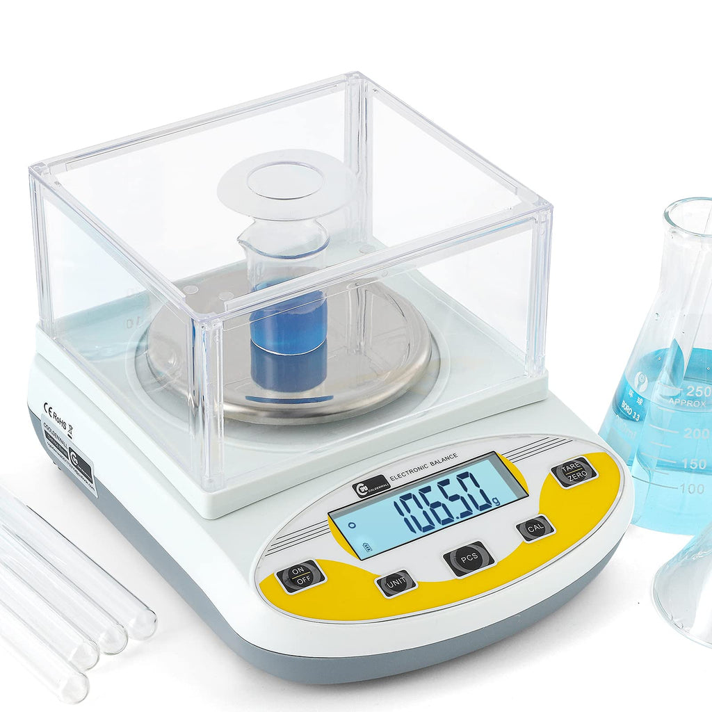 CGOLDENWALL Lab Scale 3000gX0.01g Analytical Electronic Balance Digital Laboratory Scale Precision Jewelry Scales Kitchen Weighing Scales 0.01g Calibrated 110V (3000g, 0.01g)