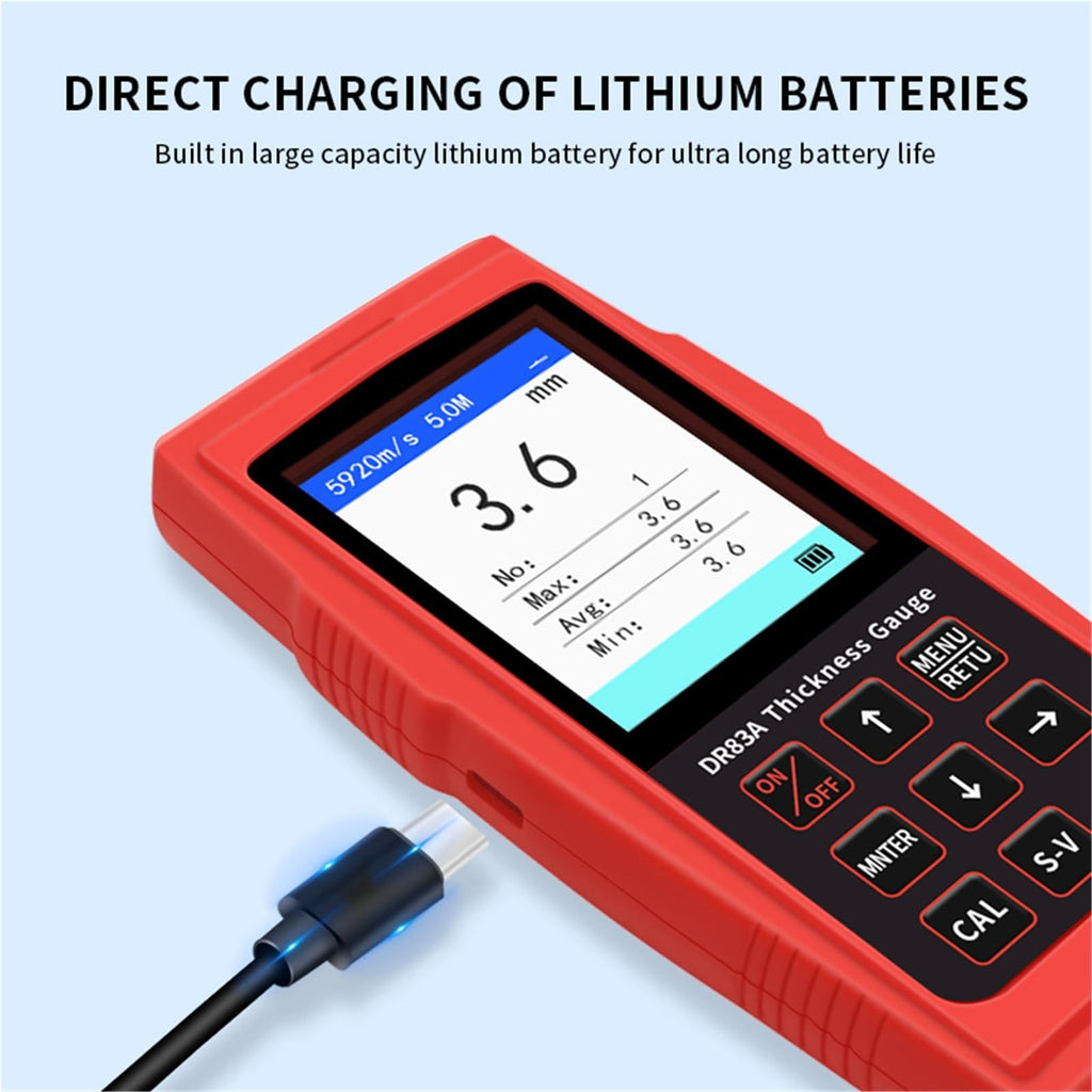 Thickness Gauge, High Precision Thickness Gauge for Metal and s Measurement Type-C Charging Ultrasonic