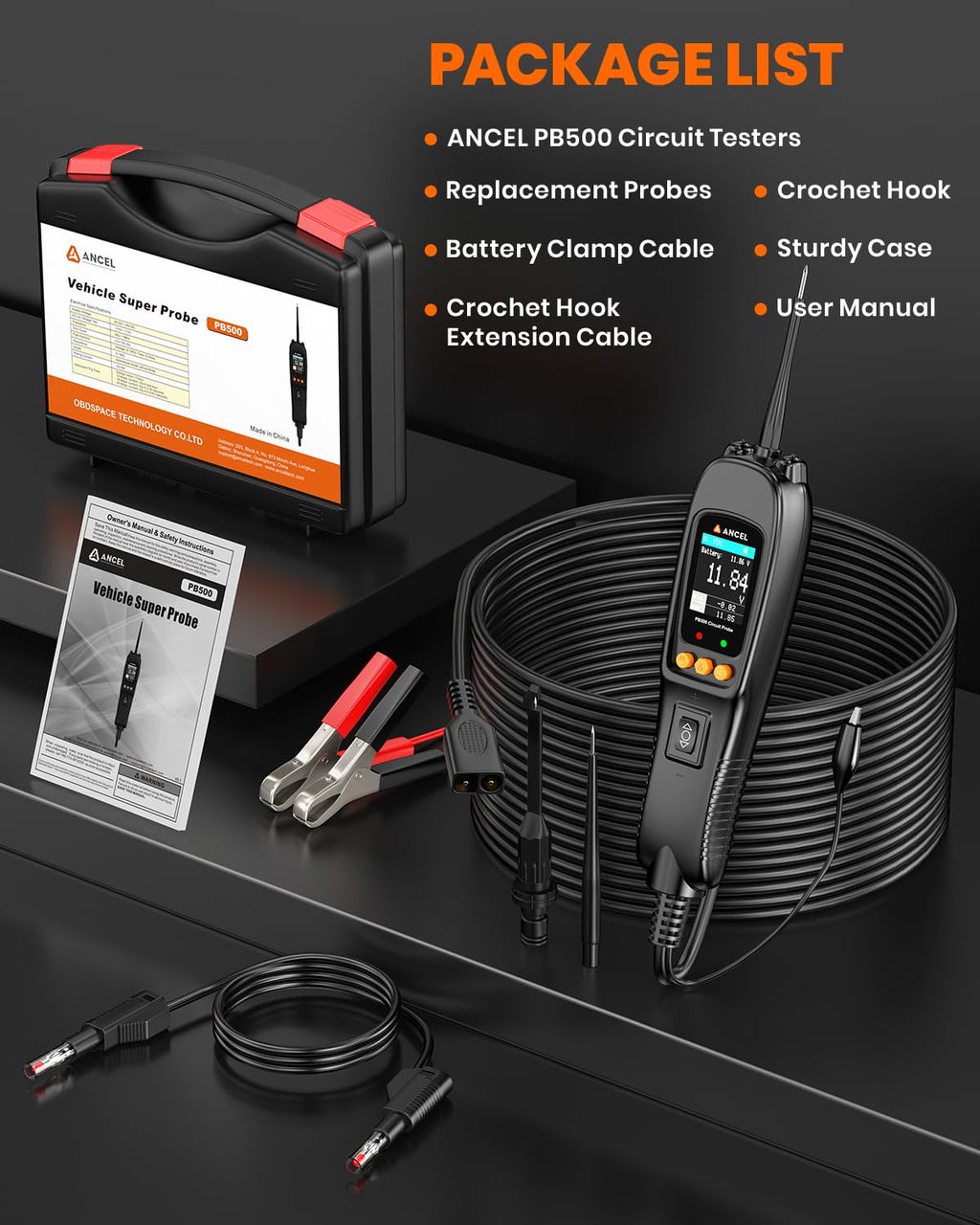 ANCEL PB500 Power Circuit Probe Tool, 12-24V Automotive Circuit Tester