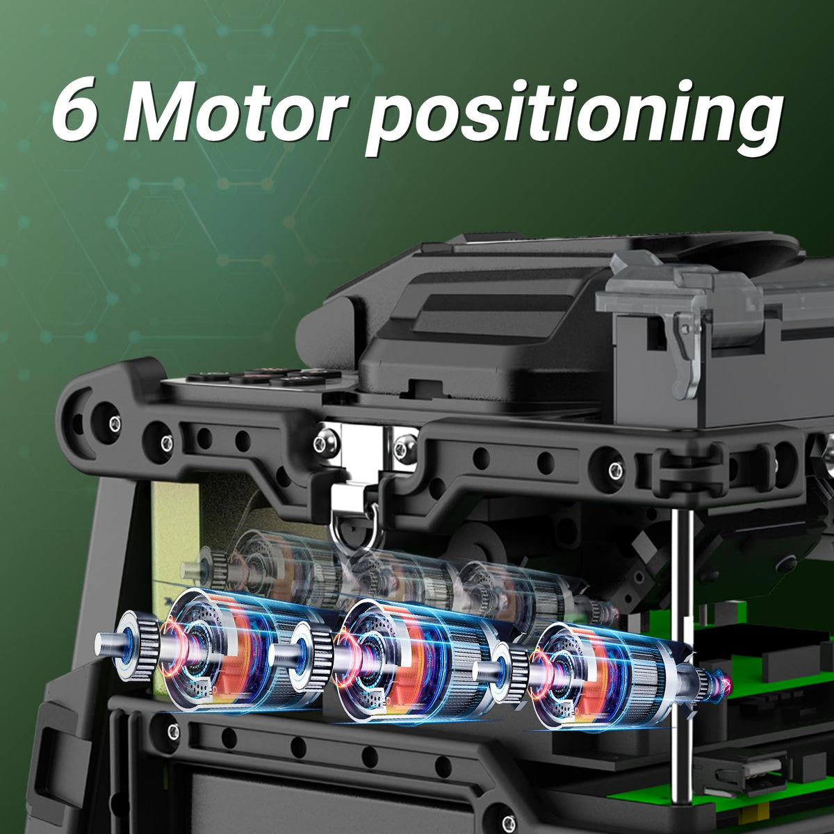 FX39 Fiber Fusion Splicer 6 Motors Core Alignment New Touch Screen, 6s Fast Splicing 16s Fast Heating and 7800mAh Large Battery + Extra 1 Pair of Spare Electrodes 5000 Times Life