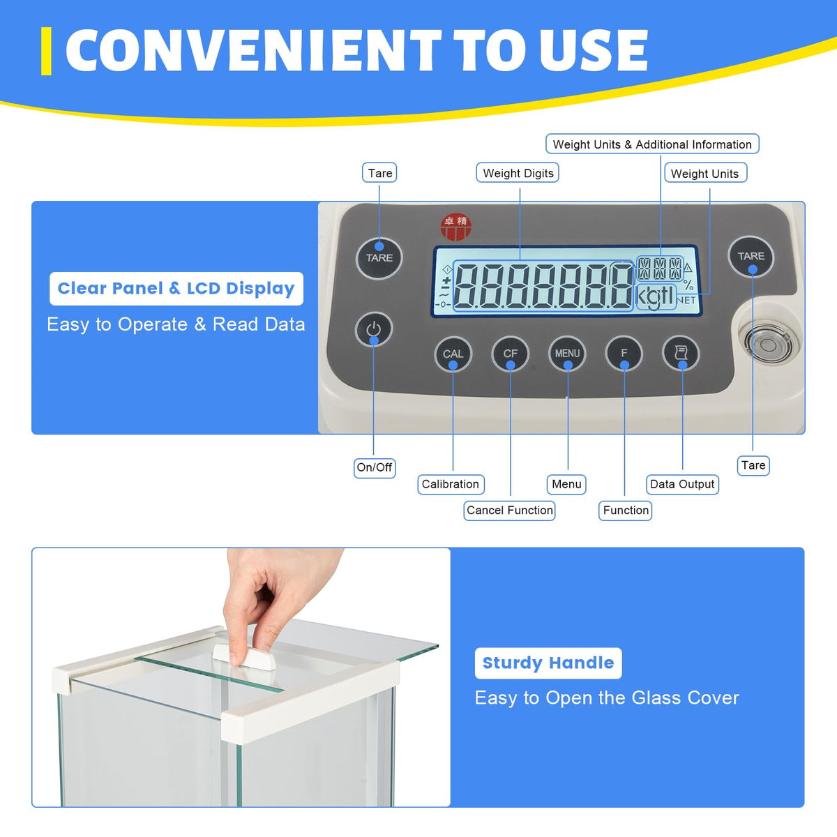 0.0001g Analytical Balance, 120g Digital Lab Scale with Glass Draft Shield & Weighing Pan & 100g Standard Weight, 18 Units High Precision Digital Balance for Jewelry Gold Store Lab