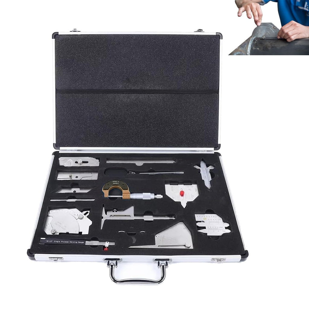 Welding Gauge Tool Inspection Kit, 13-Piece Stainless Steel Combination Set with Carry Case, for Weld Seam Measurement and Inspection