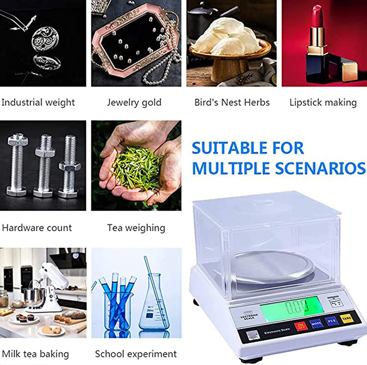 Analytical Balance High Precision Scale Accurate Digtal Laboratory Lab Electronic Commerical Counting Kitchen Scales Jewelry Weighing,2000g/.01 (2000g/.01)
