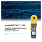 Resistance Meter, ST4100 Digital LCD Clamp Ground Resistance Meter Ground Earth Resistance Meter Tester Resistance Range 0.010~500Ω Data Storage