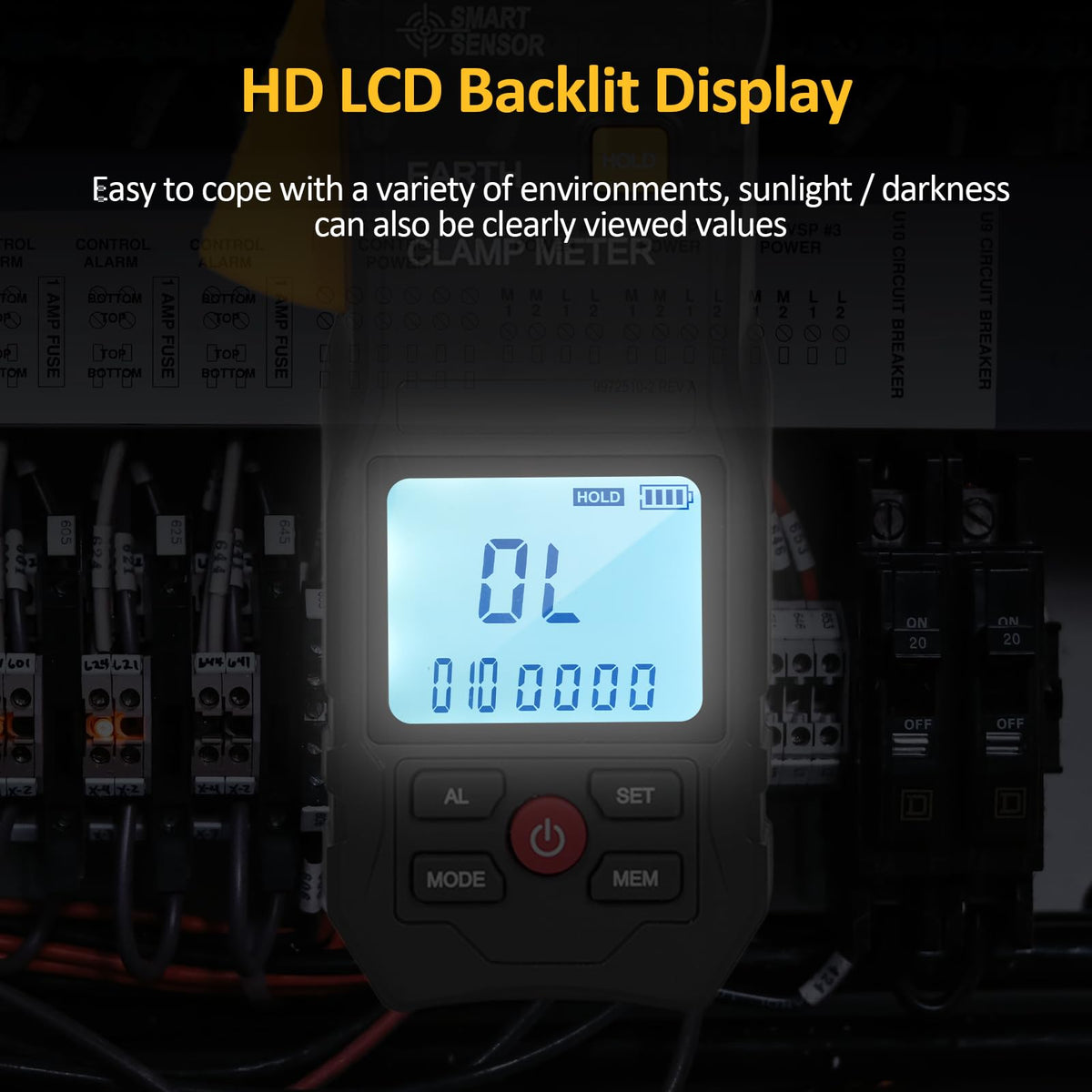 Weytoll Ground Earth Resistance Tester 500 Groups Data Storage Multifunction Digital Clamp Meter with LCD Display Alarm Clamp Ammeter for Electric Power Telecommunications Meteorology Oil Field