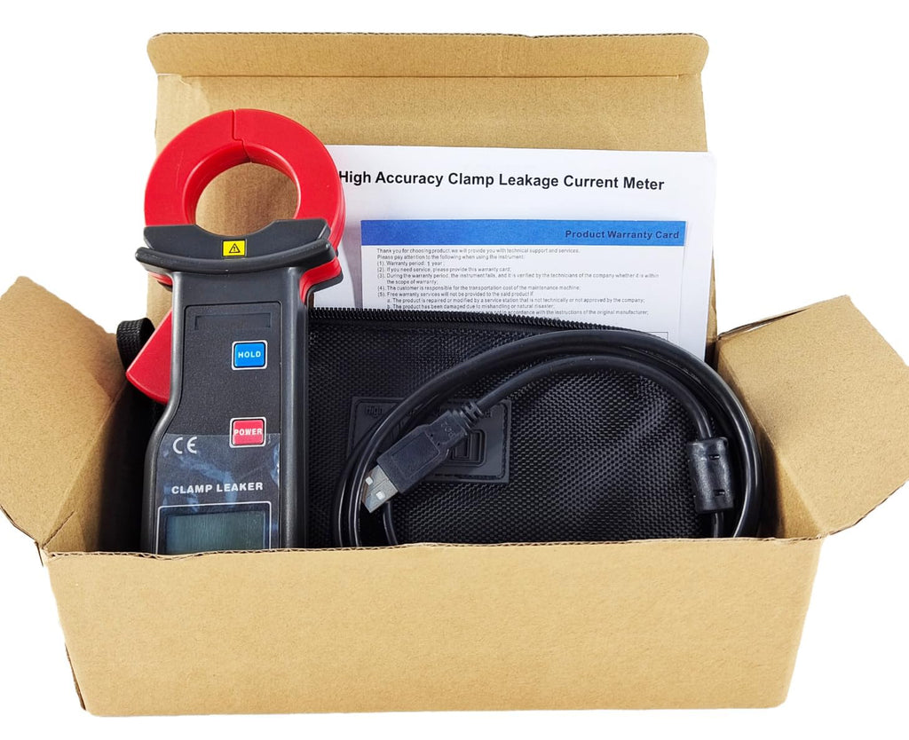 Leakage Current Clamp Meter AC Leakage Current Tester with Range 0.0mA～600A Jaw Size 35X40 mm for Electric Power Communication Meteorology Railroad Ects