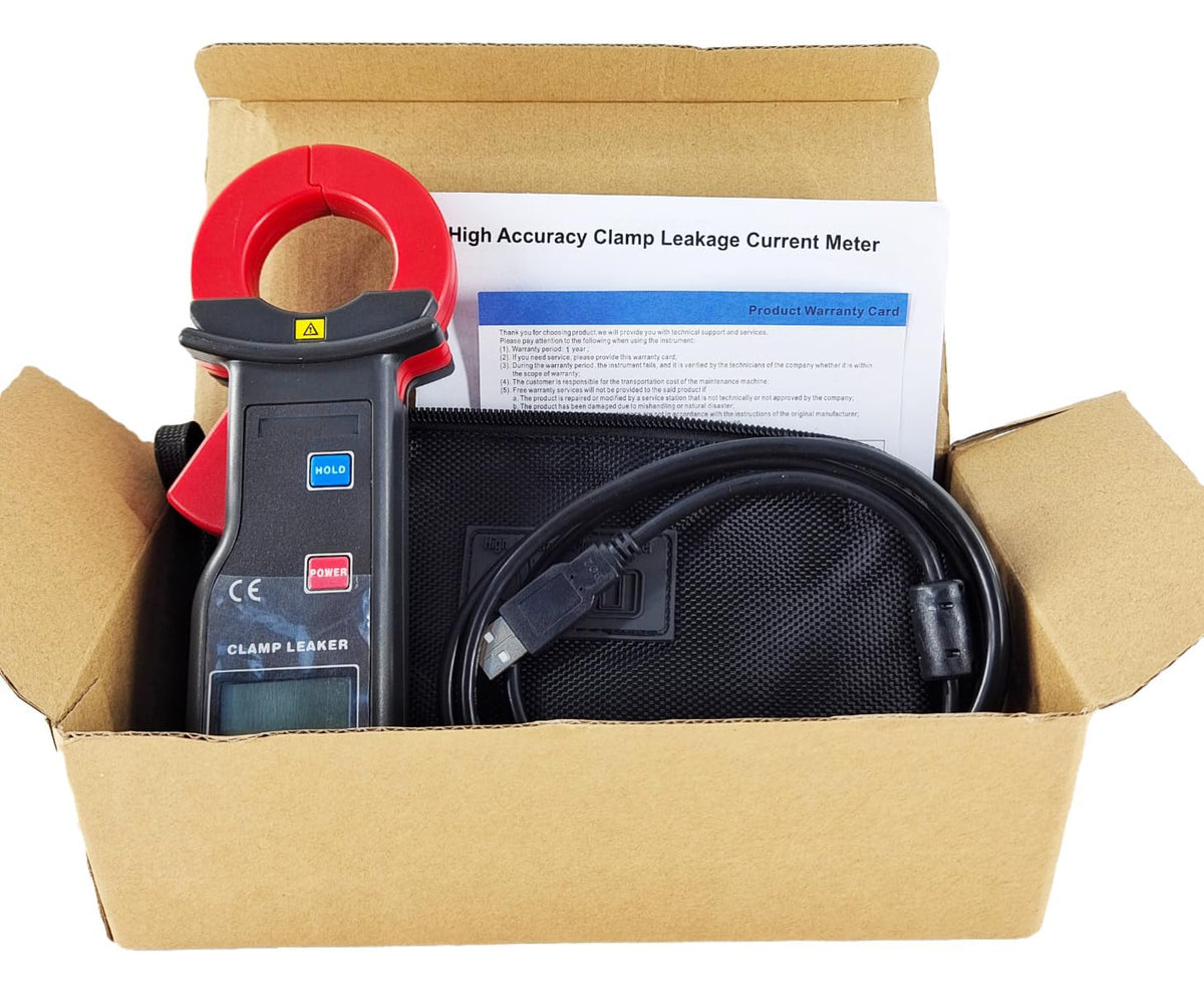 Leakage Current Clamp Meter AC Leakage Current Tester with Range 0.0mA～600A Jaw Size 35X40 mm for Electric Power Communication Meteorology Railroad Ects