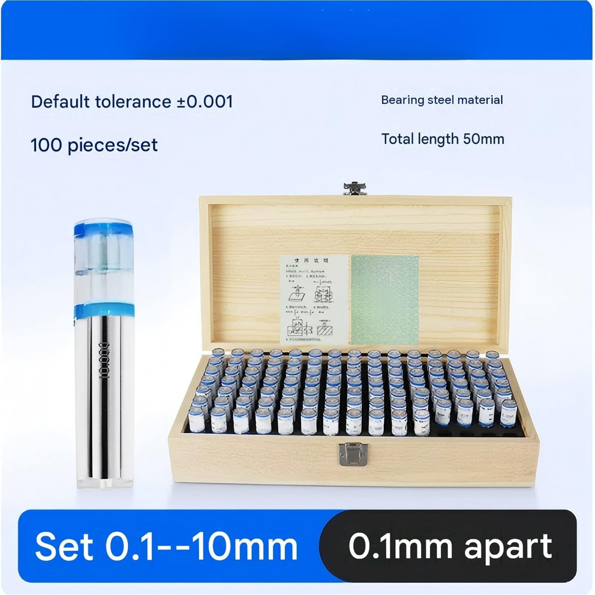 100 Pcs Pin Gauge Set 0.1-10Mm Range .1mm Increment for Calibrating