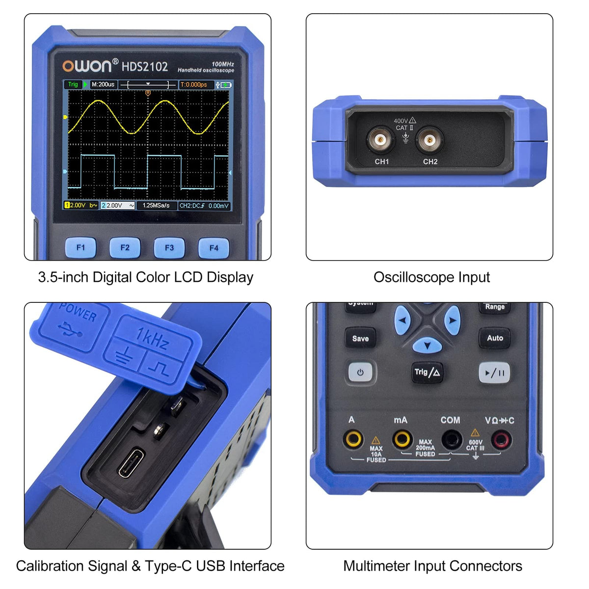 Owon HDS2102S Digital Oscilloscope +Waveform Generator +Multimeter USB 2 Channels 100mhz Osciloscopio Tester Meter