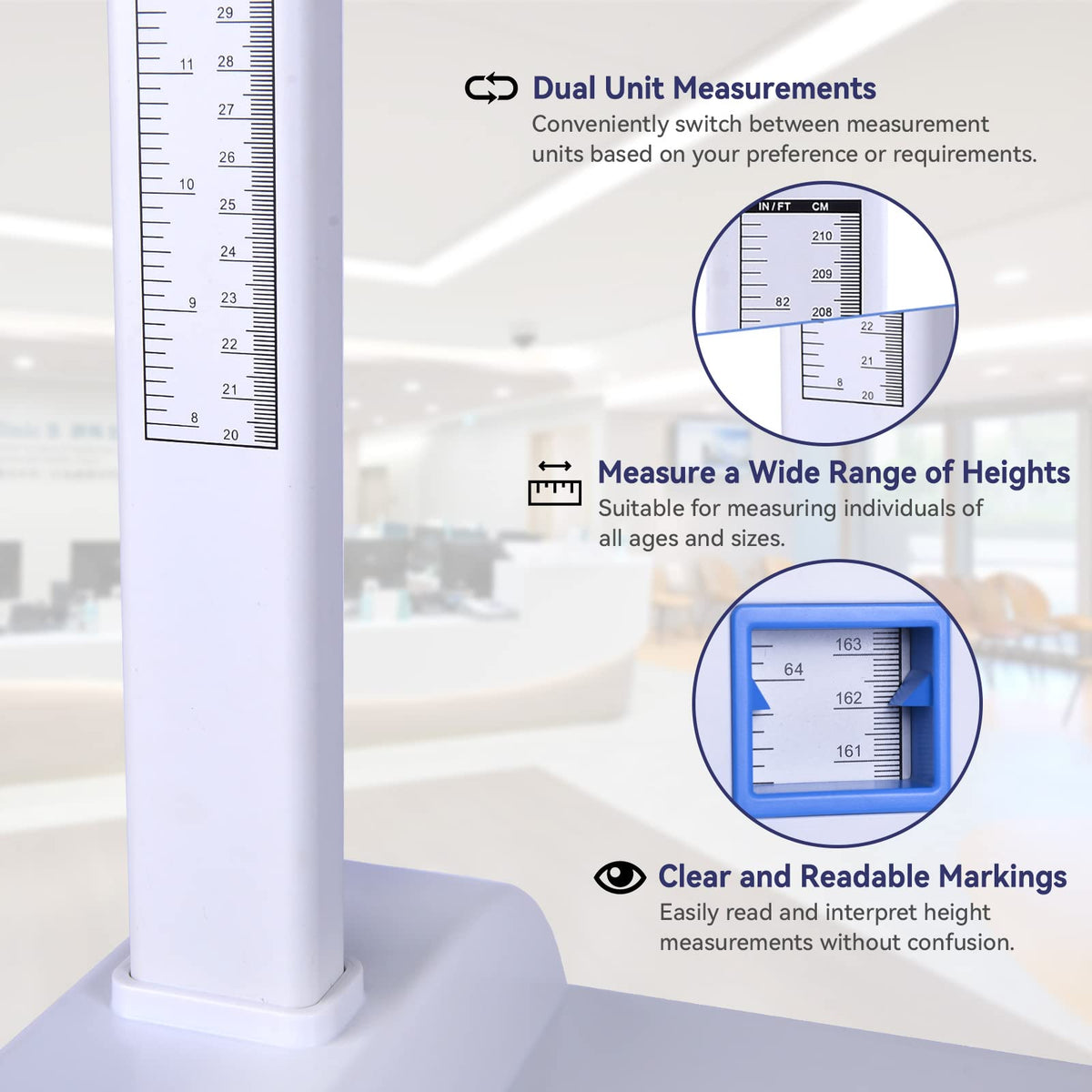 Toyswill Height Measurement for Kids Adults Portable Stadiometer Height Measuring Rod Height Measure 8-82 inch