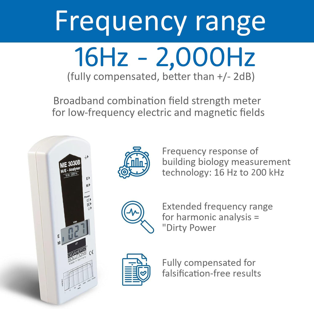 GIGAHERTZ SOLUTIONS ME3030B Low Frequency Gauss Meter EMF Detector (16Hz - 2KHz)