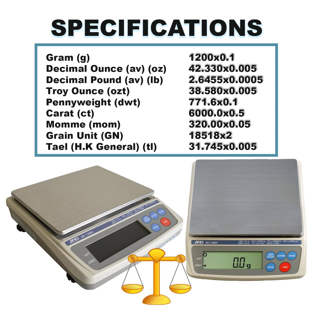 A&D EK1200i Legal for Trade Gold Scale - Certified Precision for Professional Jewelry Weighing