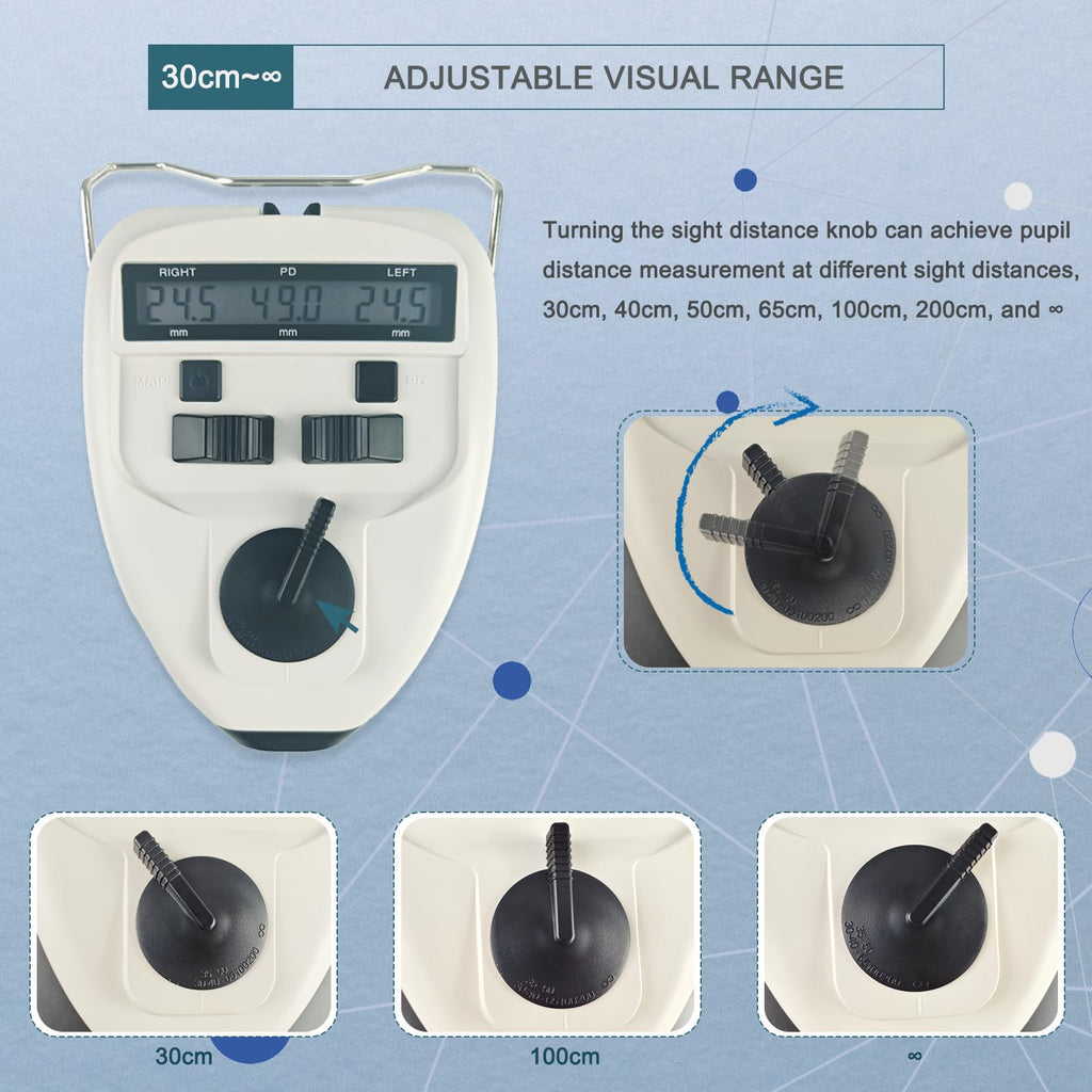 Optical Instrument PD Meter Pupilo Digital Pupilometer LED Target Lamp Inside Distance Meter 0.1mm Accuracy