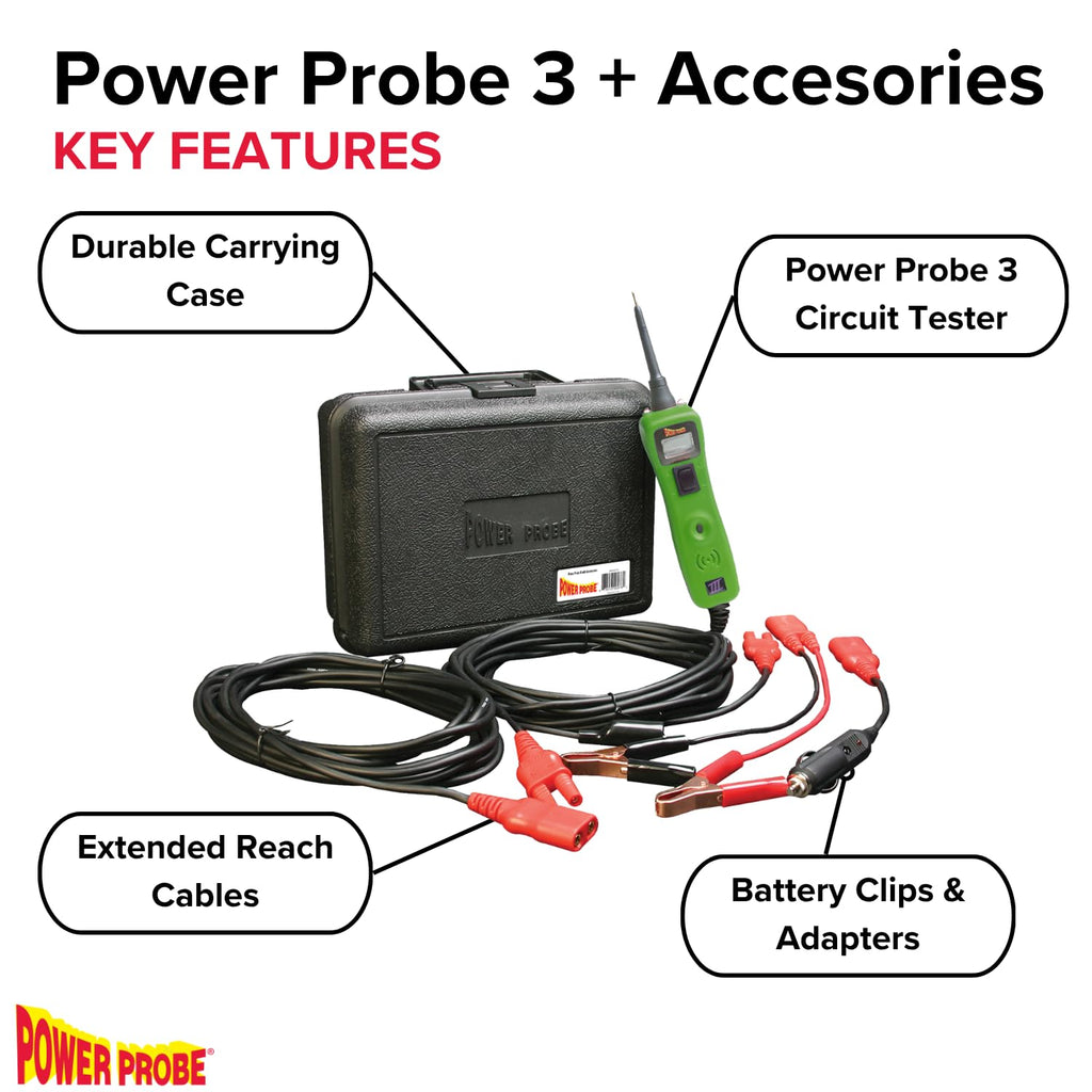 Power Probe 3 Circuit Tester Kit with Case & Accessories (PP319FTCGRN)