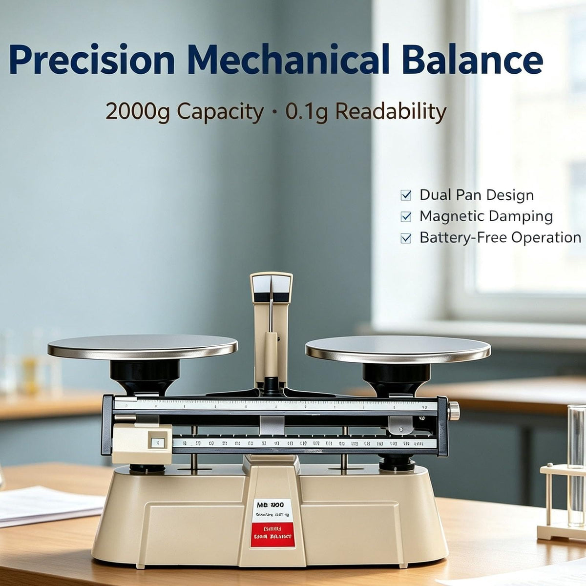 Double Pan Balance Scale-Precision Mechanical Scales, Weighing 0.1g - 2000g