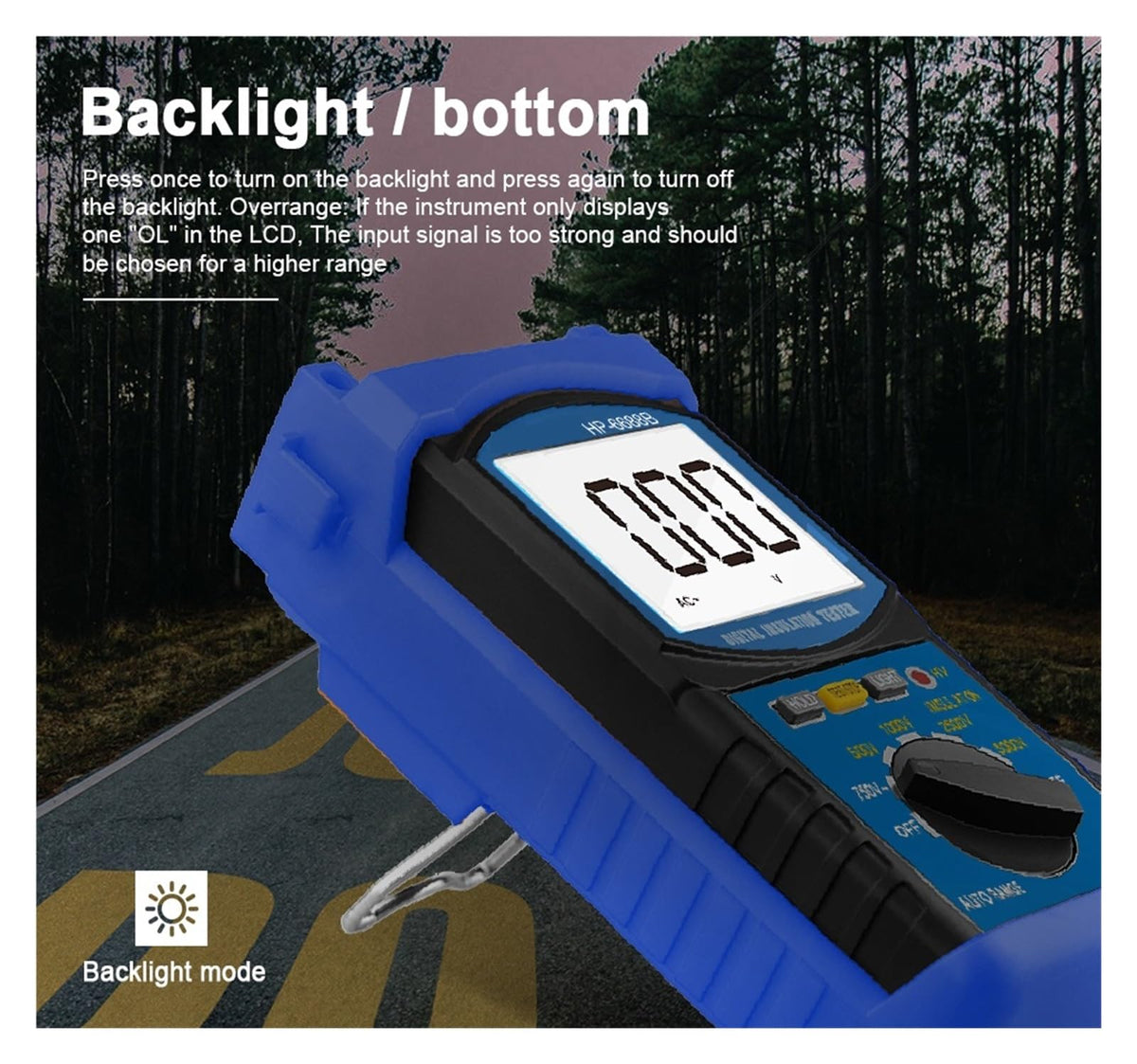 Resistance Tester, 6688B Digital Insulation Resistance Tester Professional Voltage Measure Instrument Auto Range Portable Tester