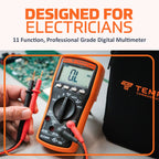 TEMPO Communications MM200 Digital Multimeter, Multi Meter AC/DC Voltage, Current, Frequency, Resistance, Check Diodes, Verify Continuity