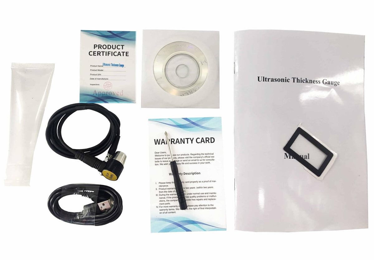 Ultrasonic Thickness Gauge Meter Tester Measurement Device Testing Equipment For Metals Plastics Ceramics Glass Etc With Measuring Range 0.75 to 600mm Resolution 0.01mm USB Port