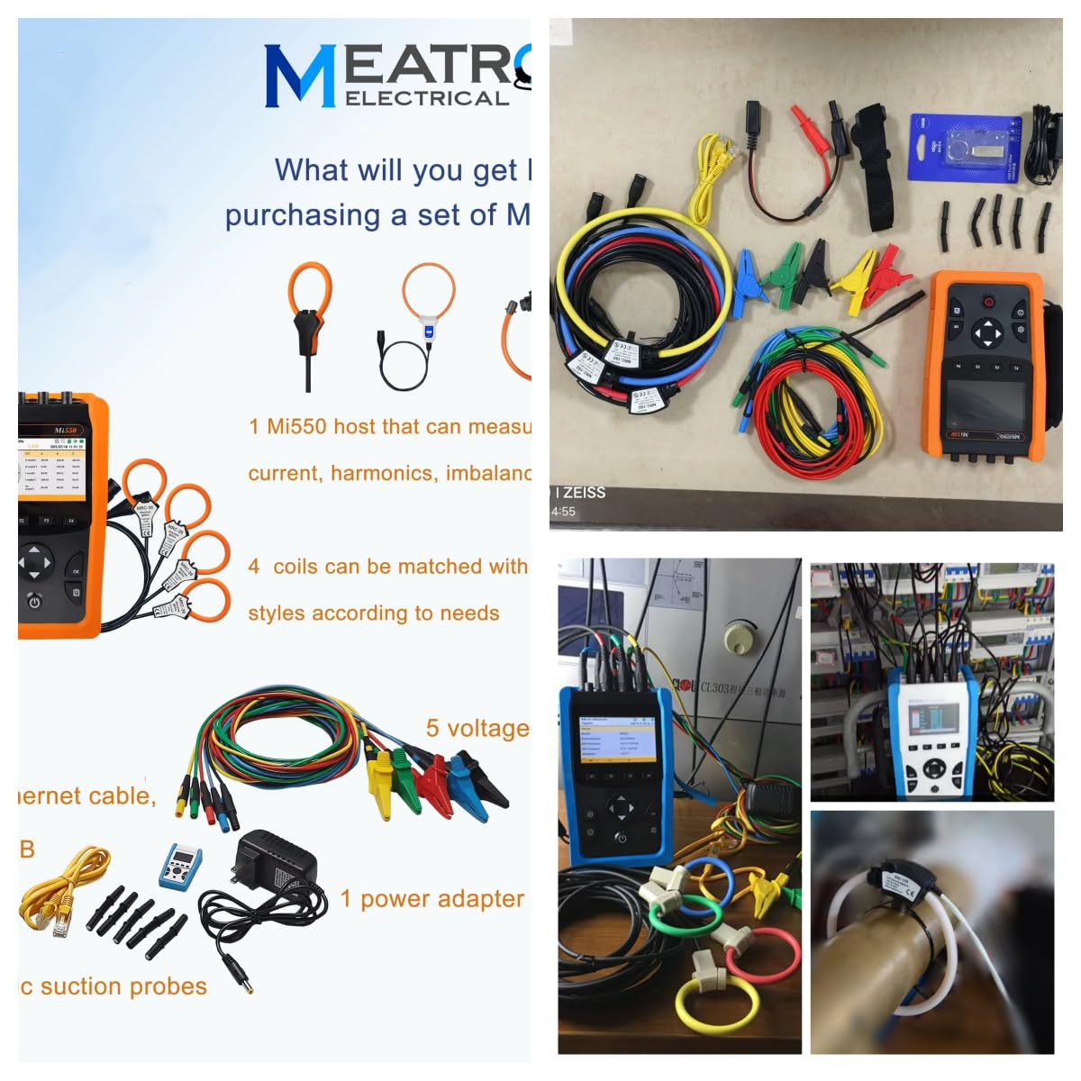 Handheld Multifunction Meter Uninterrupted Current and Voltage Measurement BESS Energy Storage Project Mi550 +NRC150（Measurement Range 10A-3000A, Inner Diameter 150mm）
