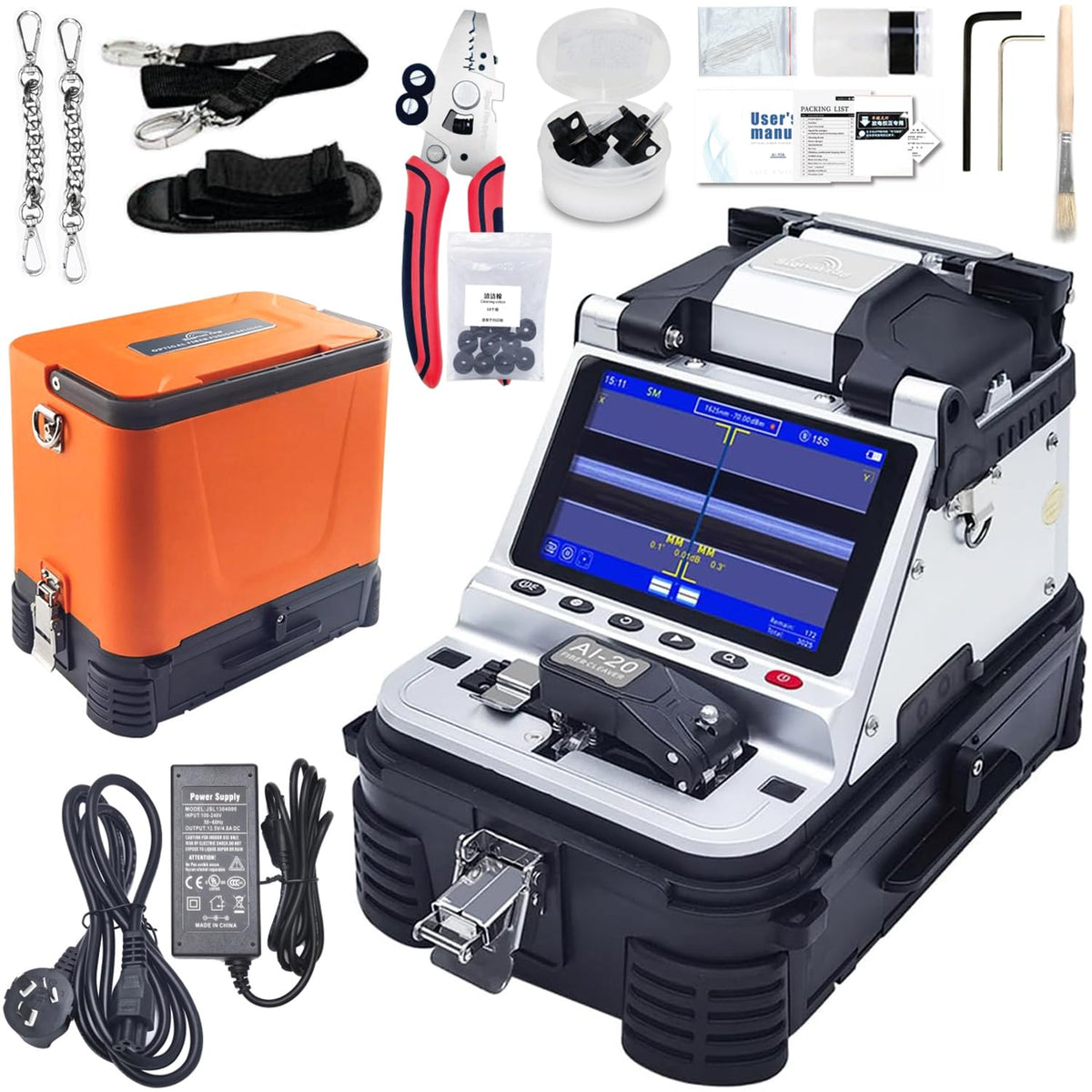 Fusion Splicer AUA-70F Toolbox Kit with Auto Focus & 6 Motor Core Alignment Fiber Fusion Splicer 8S Automatic FTTH Fiber Optical Welding Splicing