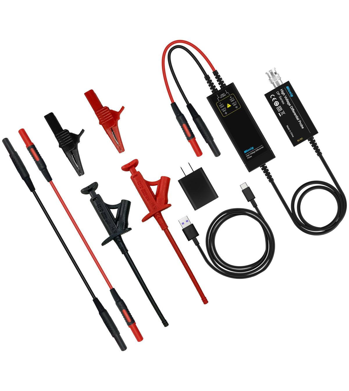 Micsig 700V 100MHz High Voltage Differential Probe kit 3.5ns Rise Time 10X/100X Attenuation Rate Oscilloscope Probe Kit Accessory DP10007