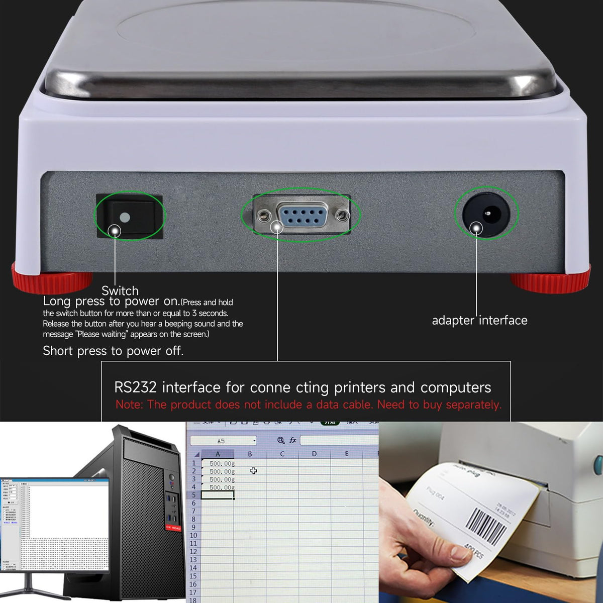3kg x 0.01g smart laboratory analytical balance scales with Basic weighing, Counting, Cost settlement, Percent , Dynamic , Gross net weight mode, HI OK LO limit alarm, RS232