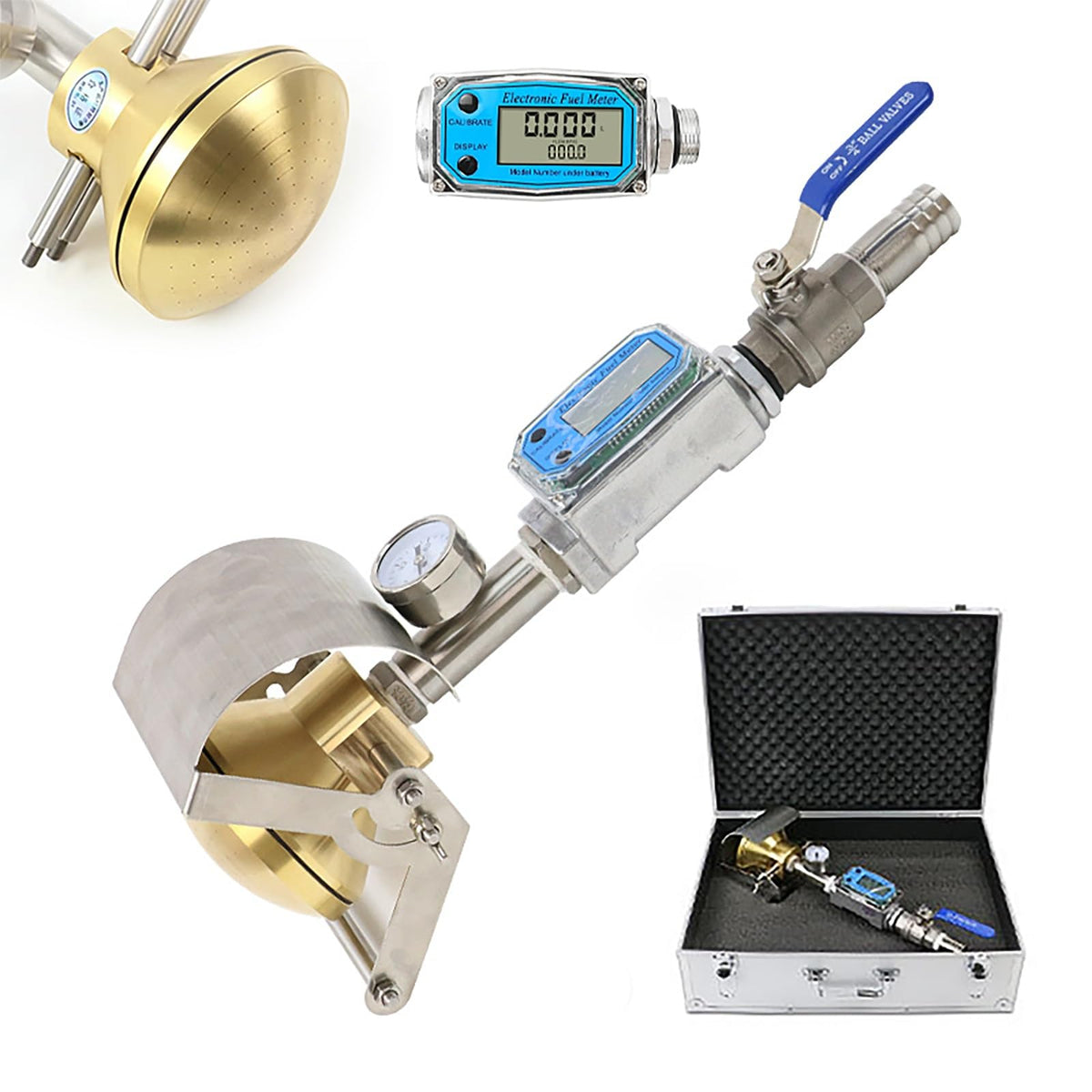 Handheld Waterproof Tester Device, Water Splash Shower Nozzle Equipment with Digital Flow Meter, Adjustable Valve, Water Ingress Protection Testing Tool for Electrical Enclosure