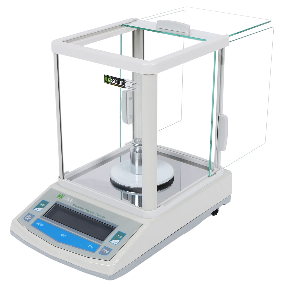 U.S. Solid Analytical Balance, 500g x 0.001g/1mg High Precision Lab Scale, Digital Balance - 5 Weighing Units, Glass Draftshield, RS232 Interface & Piece Counting, 200g Calibration Weight
