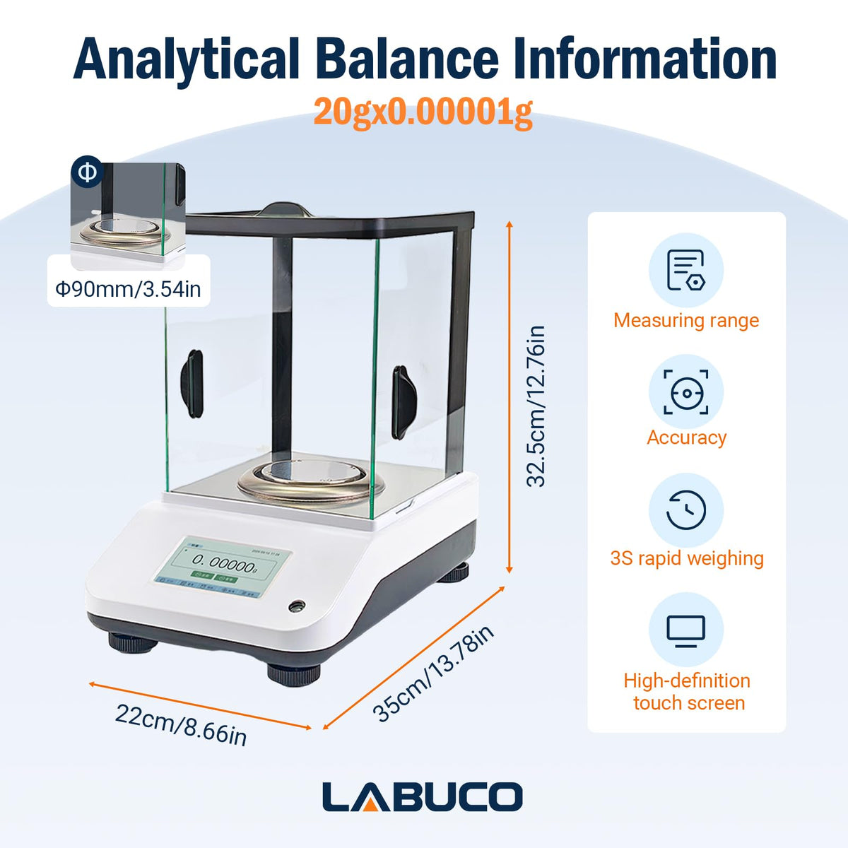 AX50DUE Analytical Balance, 50g × 0.00001g Touchscreen Lab Scale