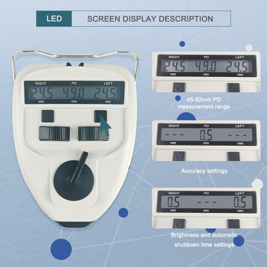 Optical Instrument PD Meter Pupilo Digital Pupilometer LED Target Lamp Inside Distance Meter 0.1mm Accuracy