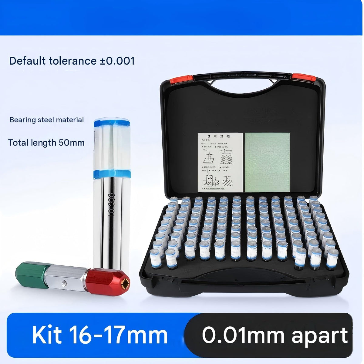 101pcs Step 0.01mm Precision Steel Pin Gauge 16-17mm for Calibrating