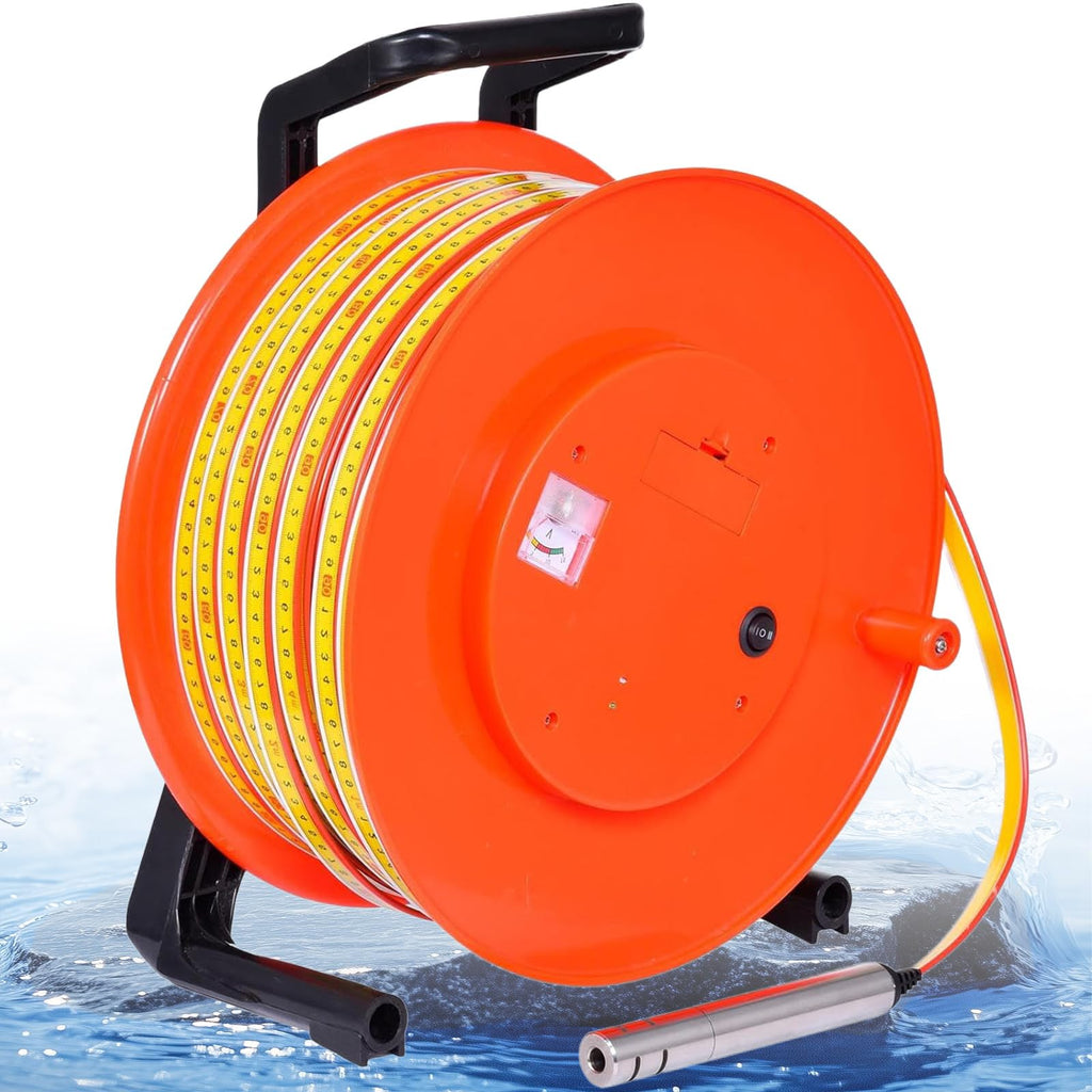 Well Water Level Gauge, Fixed Probe with Steel Tape, Accurate Liquid Level Measurement Tool for Industrial Use, 20 Meters