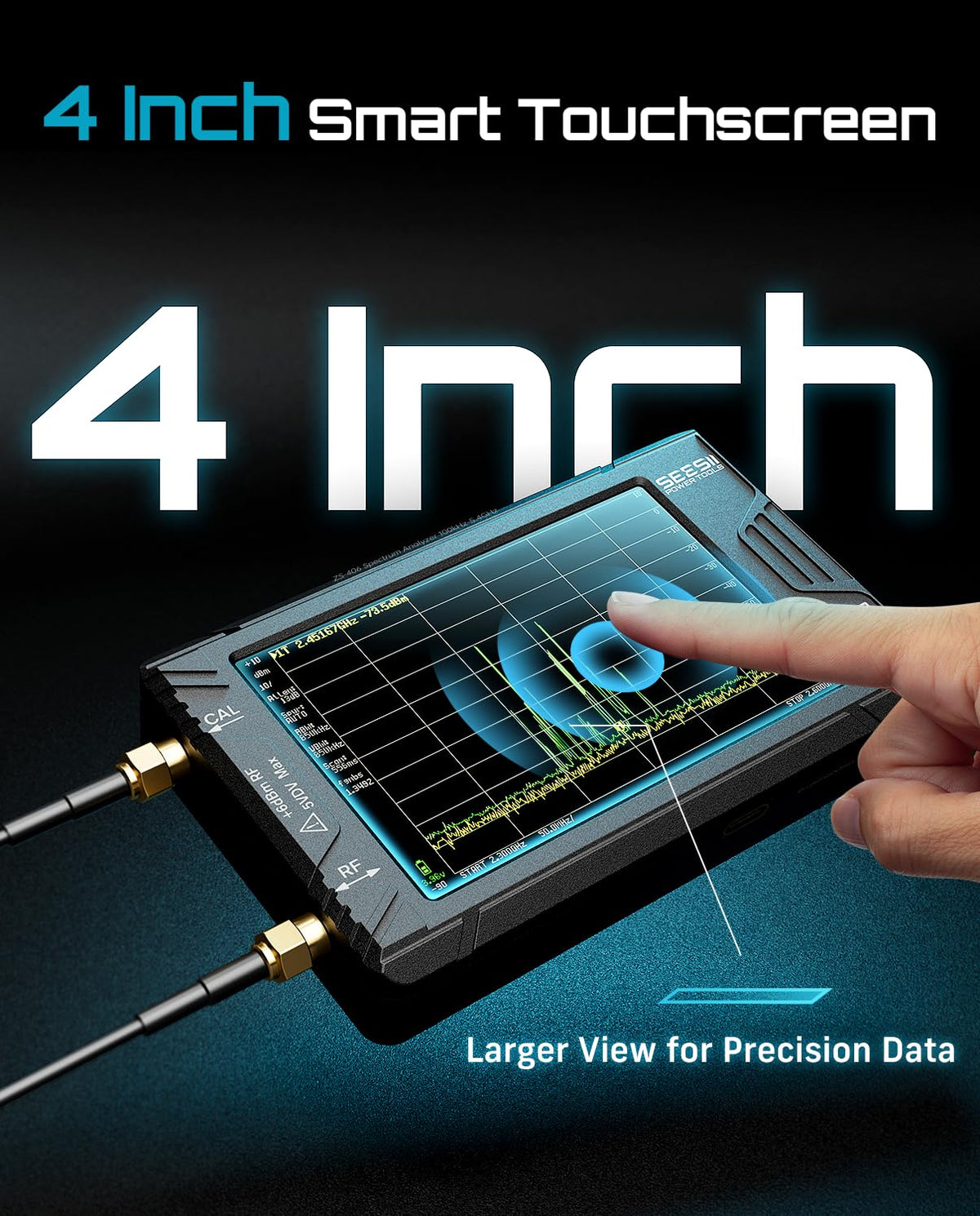 SeeSii TinySA Ultra+ ZS406 Spectrum Analyzer, 4.0 Inch 100kHz to 5.4GHz Handheld Tiny Frequency Analyzer with 32Gb Card, 2-in-1 Signal Generator MF/HF/VHF UHF Input,V0.4.6.1,2025 Upgraded